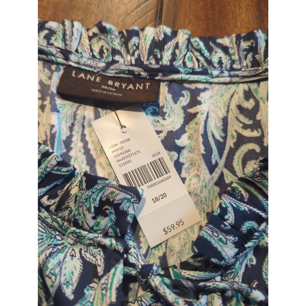 Lane Bryant Paisley blouse brand new with tags size 18/20 flutter sleeves plus - Picture 6 of 11